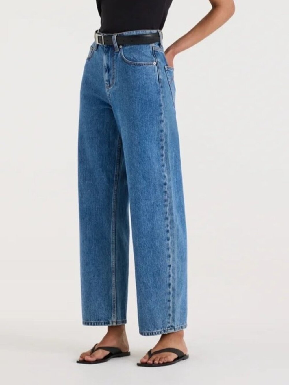 NEW Henne $230 Filomena Jeans High Rise Barrel Leg Indigo Wash Size 27